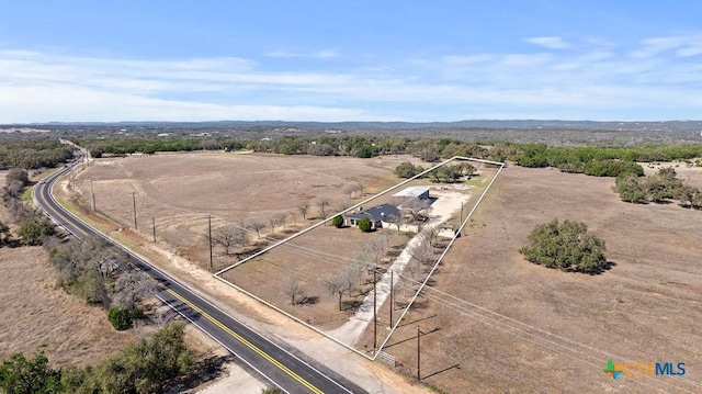 drone / aerial view with a rural view