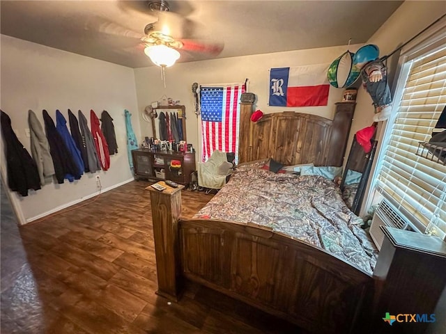3514 Old Goliad Rd, Victoria, TX 77905 - bedroom with wood finished floors, ceiling fan, and baseboards