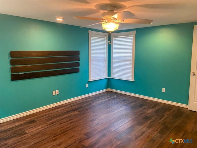 3514 Old Goliad Rd, Victoria, TX 77905 - empty room with a ceiling fan, wood finished floors, and baseboards