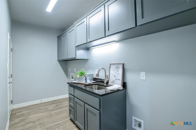 809 Reston Rd, Temple, TX 76502 - laundry area featuring washer hookup, cabinet space, light wood finished floors, and baseboards
