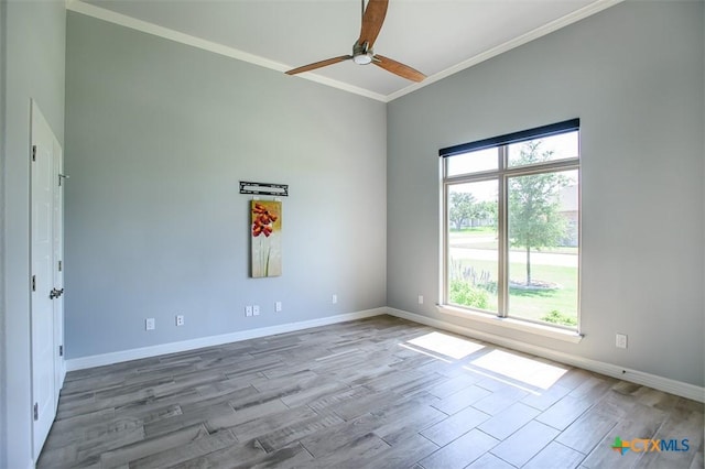 809 Reston Rd, Temple, TX 76502 - empty room featuring ornamental molding, wood finished floors, a ceiling fan, and baseboards