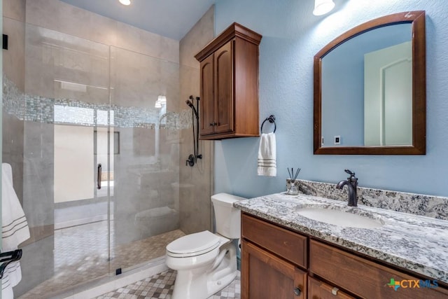 1215 Gruene Vintage, New Braunfels, TX 78130 - full bath with vanity, toilet, and a shower stall