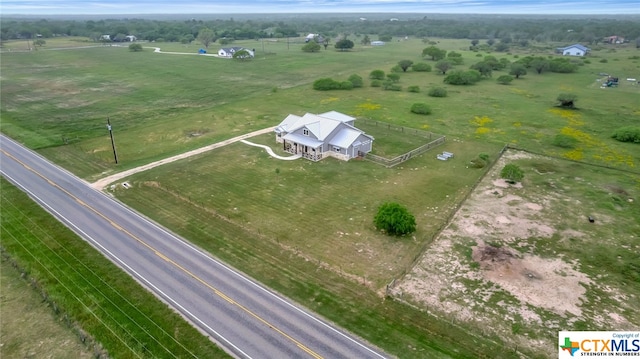 drone / aerial view with a rural view