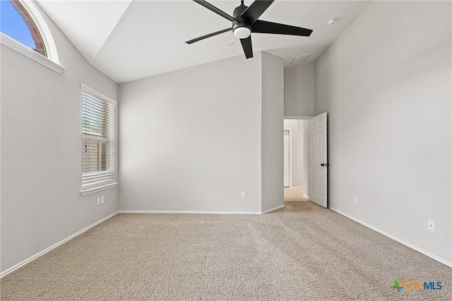 6902 Golden Oak Ln, Killeen, TX 76542 - carpeted empty room with ceiling fan, baseboards, and high vaulted ceiling
