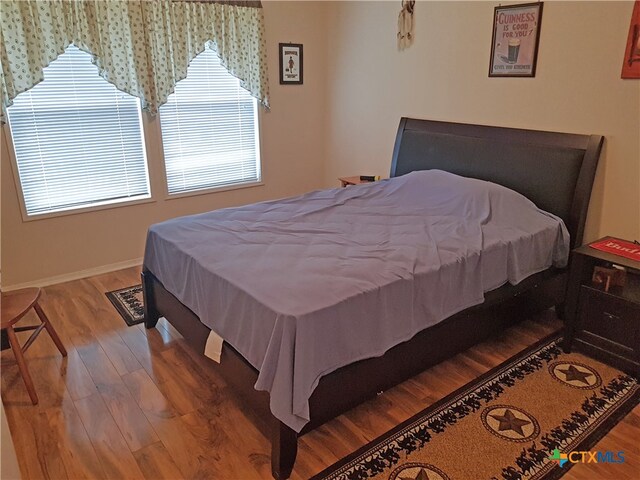 bedroom with hardwood / wood-style floors