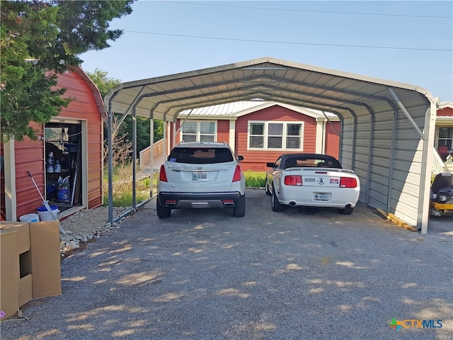 view of parking with a carport