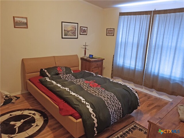 bedroom with wood-type flooring