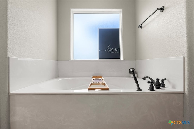 bathroom with a wealth of natural light and a bathing tub