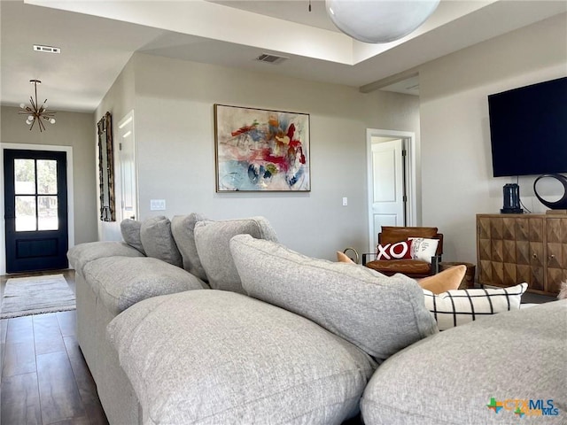 living room with hardwood / wood-style floors