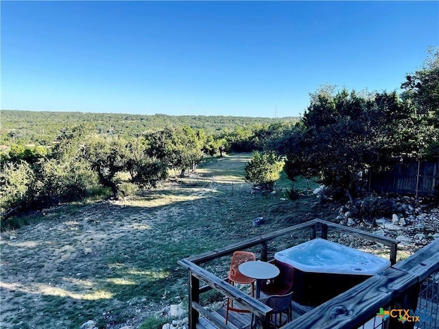 view of yard featuring a jacuzzi