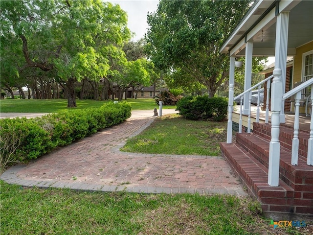 view of yard with a porch