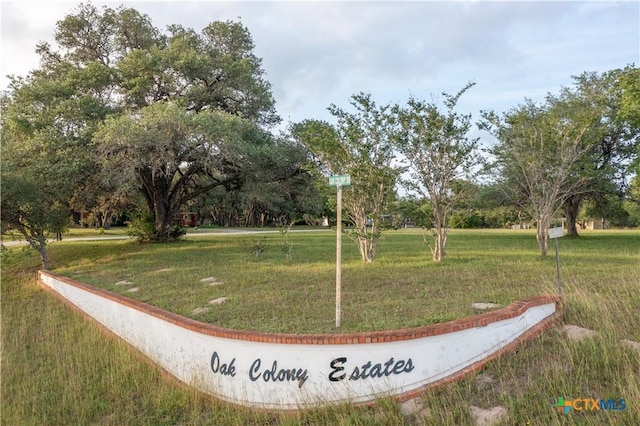 view of property's community with a lawn