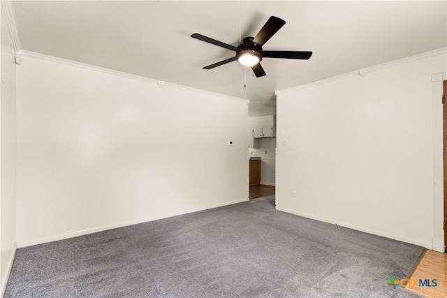 809 S 13th St, Copperas Cove, TX 76522 - carpeted empty room featuring a ceiling fan, crown molding, and baseboards