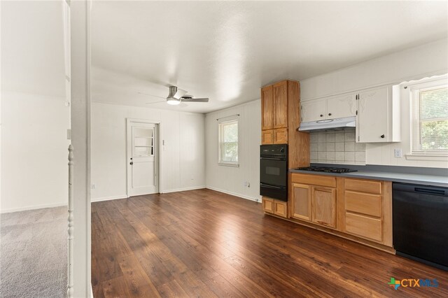 809 S 13th St, Copperas Cove, TX 76522 - kitchen with black appliances, a warming drawer, under cabinet range hood, and healthy amount of natural light