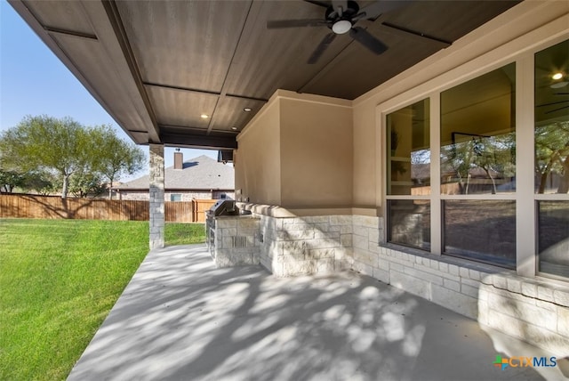 4012 Turning Leaf Dr, Nolanville, TX 76559 - view of patio / terrace with a ceiling fan and exterior kitchen