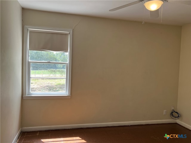 spare room featuring ceiling fan