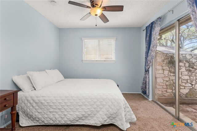 15118 Circle Oak St, San Antonio, TX 78232 - bedroom featuring carpet, a textured ceiling, a ceiling fan, and baseboards