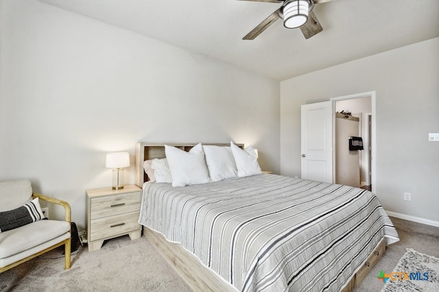 31696 Bard Ln, Bulverde, TX 78163 - bedroom featuring carpet floors, baseboards, and ceiling fan