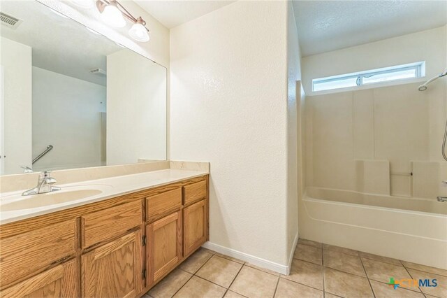 3302 Colorado Dr, Copperas Cove, TX 76522 - full bath featuring tile patterned flooring, vanity, baseboards, and shower / tub combination