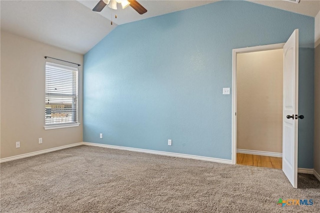 716 Kendra Dr, Temple, TX 76502 - empty room with vaulted ceiling, carpet, and ceiling fan