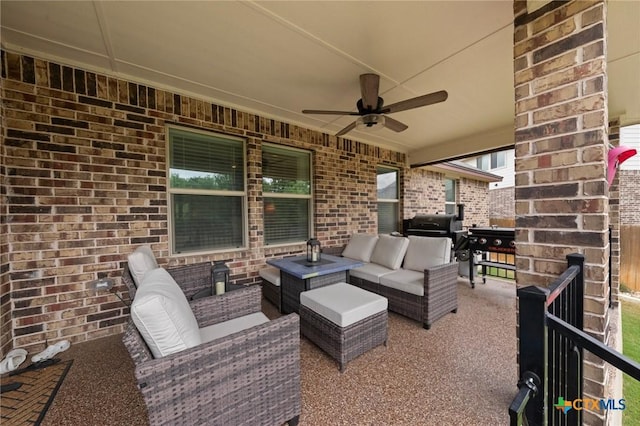 5702 Fenton Ln, Belton, TX 76513 - view of patio / terrace featuring ceiling fan and an outdoor living space