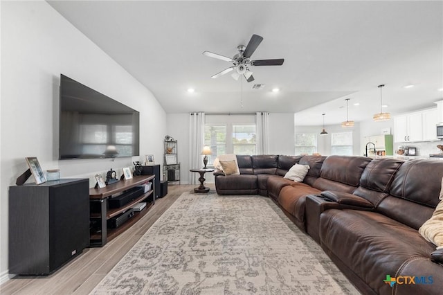 5702 Fenton Ln, Belton, TX 76513 - living room with ceiling fan, light wood-style flooring, and recessed lighting