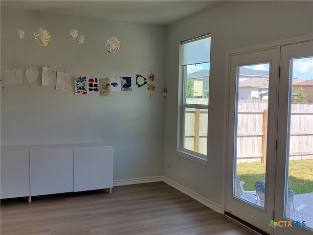 doorway to outside featuring light hardwood / wood-style flooring