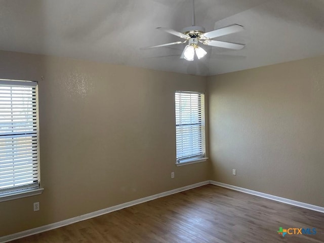 4110 Windwood Dr, Killeen, TX 76542 - empty room with ceiling fan, wood finished floors, and baseboards