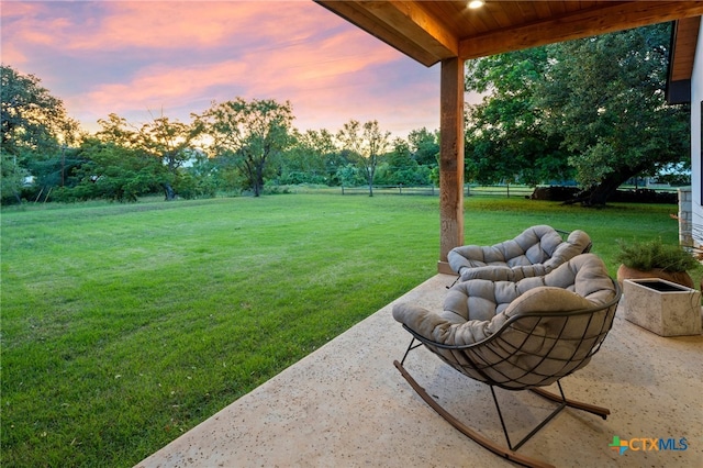 yard at dusk with a patio