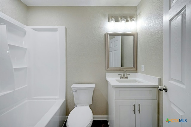 full bathroom with vanity, toilet, and shower / bath combination