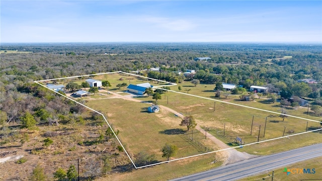 drone / aerial view with a rural view