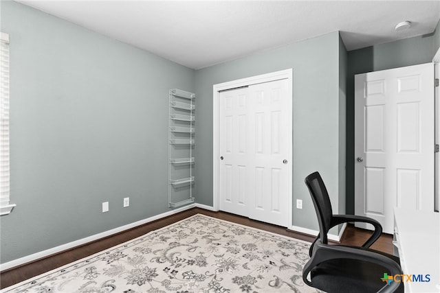 office space featuring hardwood / wood-style flooring