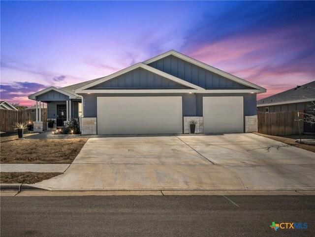 view of front of house with a garage