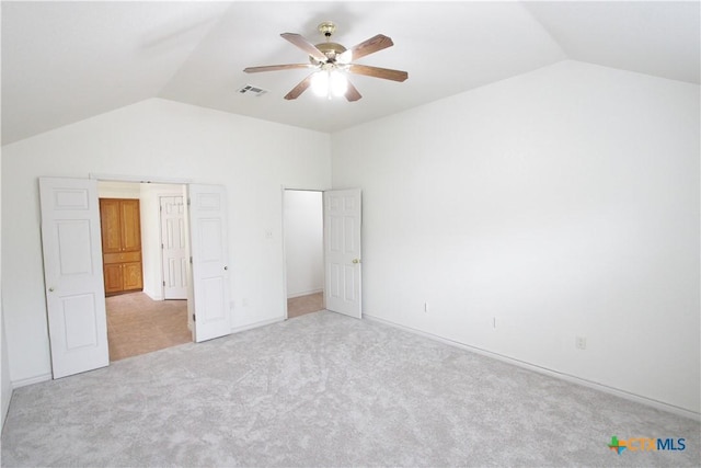 2216 Smith Bluff Rd, Salado, TX 76571 - unfurnished bedroom with vaulted ceiling, carpet flooring, and a ceiling fan