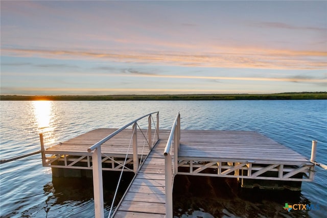 view of dock featuring a water view