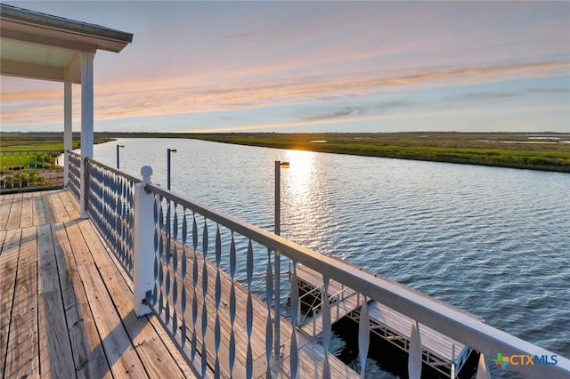 dock area with a water view