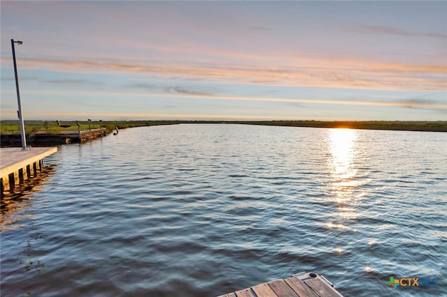 dock area featuring a water view