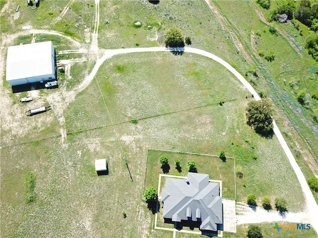 drone / aerial view with a rural view