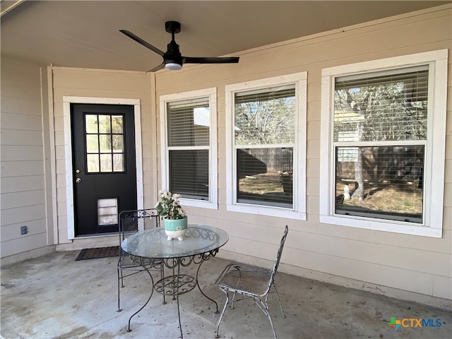 view of patio with ceiling fan