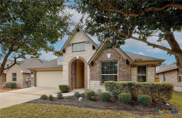 view of front of house with a garage