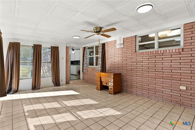 view of patio featuring ceiling fan