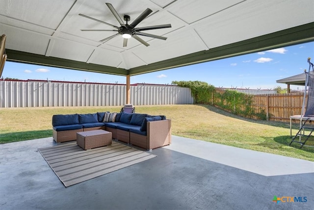 view of patio with ceiling fan