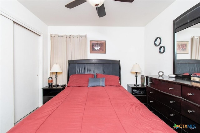 bedroom with a closet and ceiling fan