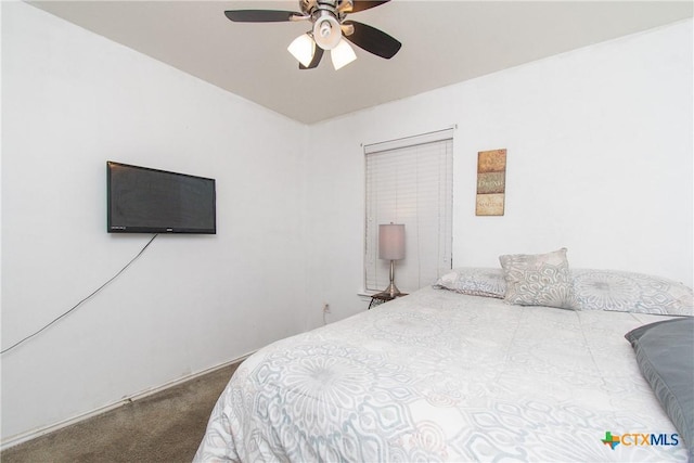 bedroom with carpet and ceiling fan