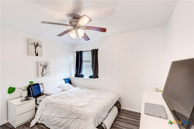 5500 Lions Gate Ln, Killeen, TX 76549 - bedroom with wood finished floors and a ceiling fan