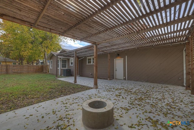 163 S Mesquite Ave, New Braunfels, TX 78130 - view of patio featuring a pergola and a fire pit