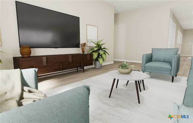 living room featuring light wood-type flooring