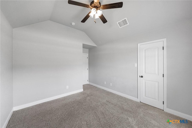 3305 Crystal Ann Dr, Temple, TX 76502 - empty room with lofted ceiling, carpet flooring, and ceiling fan
