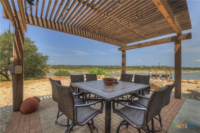 2611 Westview Dr, Canyon Lake, TX 78133 - view of patio / terrace with outdoor dining space and a pergola