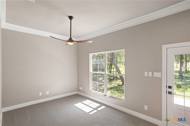 155 Woodrow Center Rd, Kingsbury, TX 78638 - unfurnished room featuring ornamental molding, carpet, and a ceiling fan